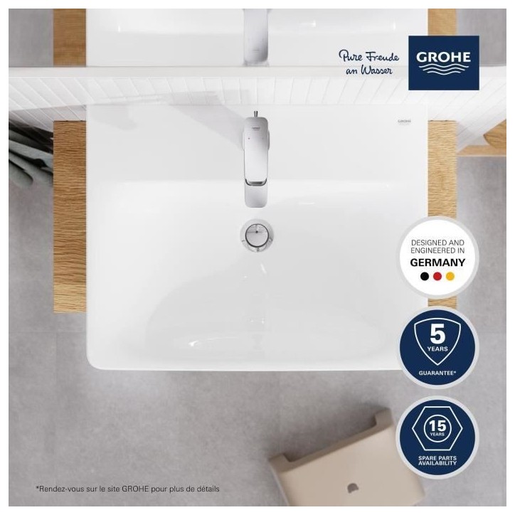 Lavabo suspendu - Porcelaine vitrifiée - Rectangulaire - GROHE Euro Ceramic - 60 cm - 21 cm - Blanc Lavabo suspendu - Porcelaine vitrifiée - Rectangulaire - GROHE Euro Ceramic - 60 cm - 21 cm - Blanc
