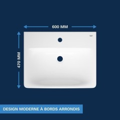 Lavabo suspendu - Porcelaine vitrifiée - Rectangulaire - GROHE Euro C