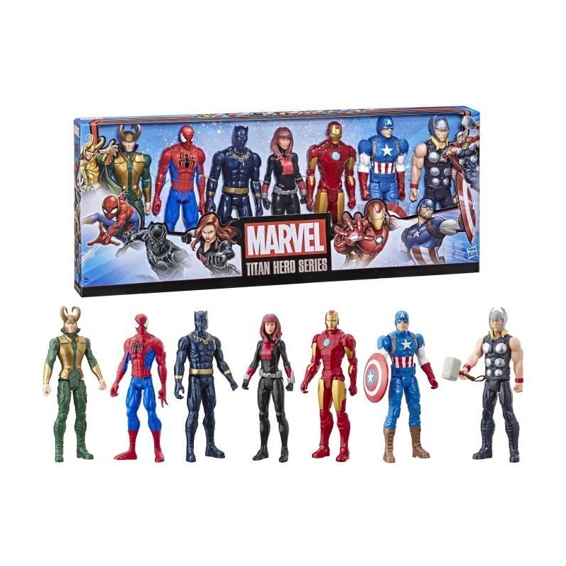 Maxi Pack Avengers 7 figurines de 30 cm, 5 accessoires, Marvel Avenger