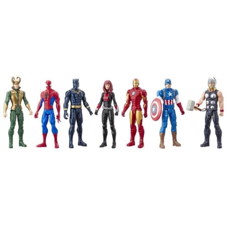 Maxi Pack Avengers 7 figurines de 30 cm, 5 accessoires, Marvel Avengers Titan Hero Series