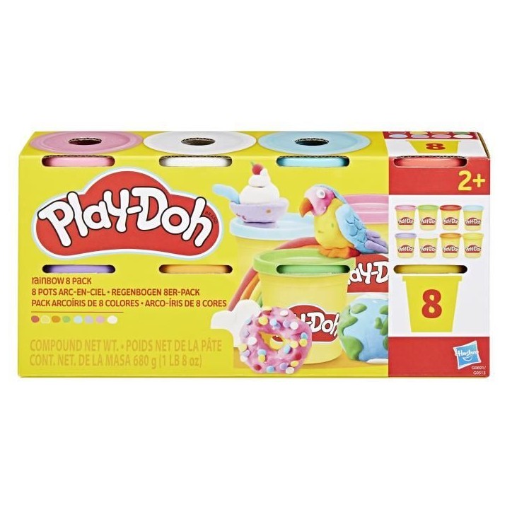 Play-Doh 8 couleurs arc-en-ciel, pots de pâte a modeler de 85 g
