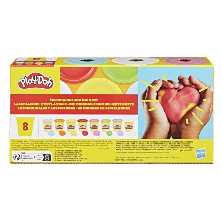 Play-Doh 8 couleurs arc-en-ciel, pots de pâte a modeler de 85 g