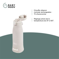 Chauffe-biberon nomade Moov & Feed - BABYMOOV - 340ml - minéral beige