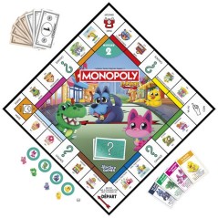 Monopoly Junior 2 en 1 carré (édition 2026), Jeu de Plateau, Plateau