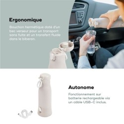 Chauffe-biberon nomade Moov & Feed - BABYMOOV - 340ml - minéral beige