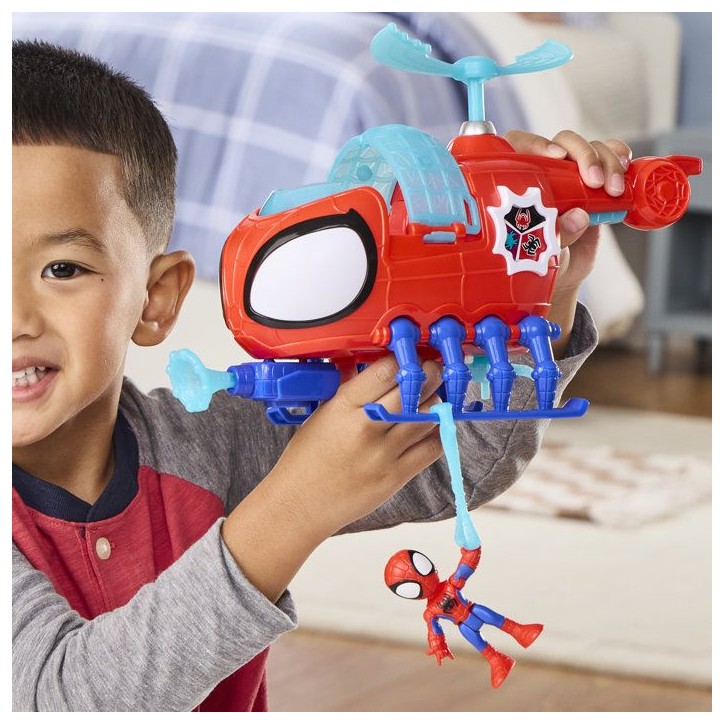 Hélico de l'équipe Spidey, figurine de 7,5 cm et véhicule avec projectile, Marvel Spidey et ses Amis Extraordinaires, des 3 Hélico de l'équipe Spidey, figurine de 7,5 cm et véhicule avec projectile, Marvel Spidey et ses Amis Extraordinaires, des 3