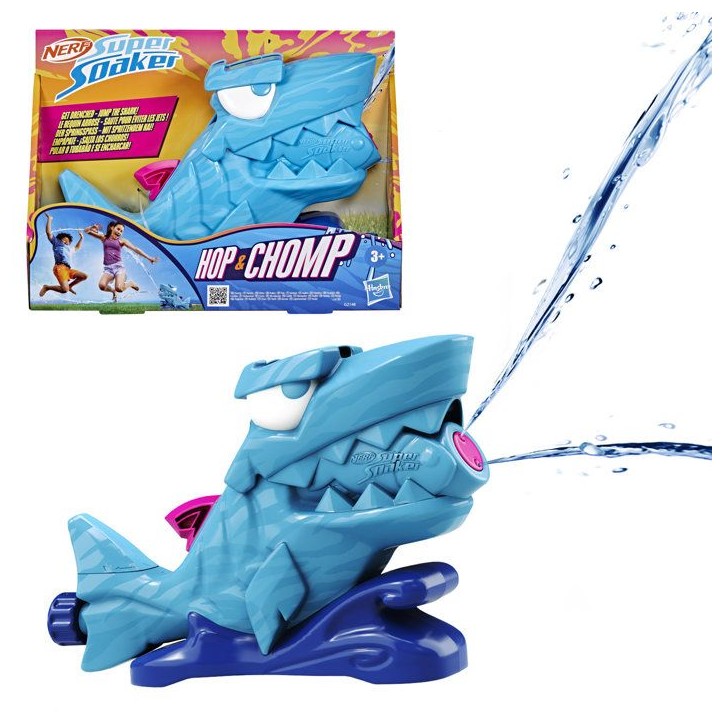 Nerf SOA Hop & Chomp, Jets d'eau, mâchoire articulée, se raccorde au Tuyau d'arrosage, Nerf Super Soaker, des 3 ans Nerf SOA Hop & Chomp, Jets d'eau, mâchoire articulée, se raccorde au Tuyau d'arrosage, Nerf Super Soaker, des 3 ans