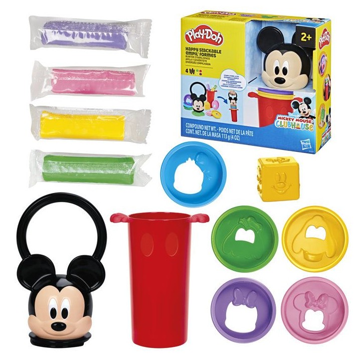 Play-Doh Disney Junior Empil' Formes, Coffret de pâte a modeler Mickey, Loisirs créatifs, des 2 ans