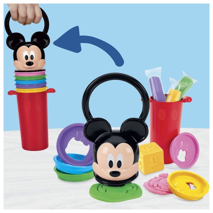 Play-Doh Disney Junior Empil' Formes, Coffret de pâte a modeler Mickey, Loisirs créatifs, des 2 ans