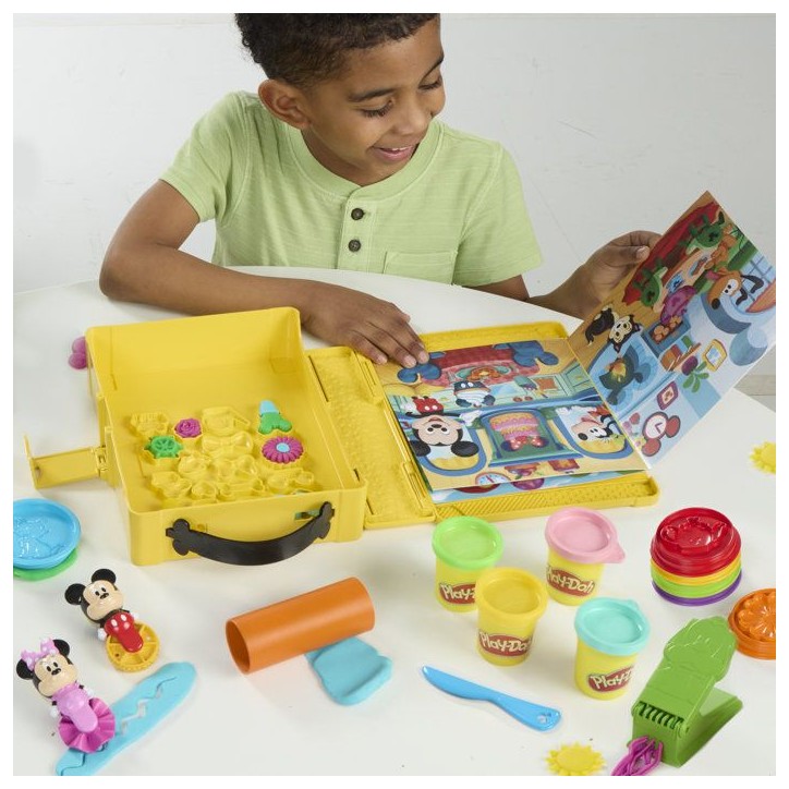 Play-Doh Disney Junior Crée une histoire, coffret de pâte a modeler portatif, loisirs créatifs Mickey & Minnie, des 2 ans Play-Doh Disney Junior Crée une histoire, coffret de pâte a modeler portatif, loisirs créatifs Mickey & Minnie, des 2 ans