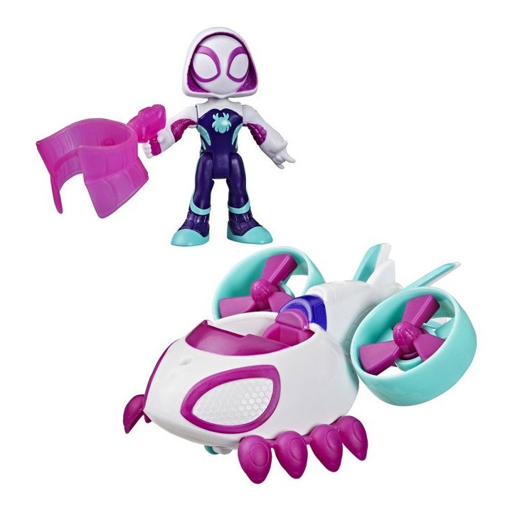 Véhicule Hélico de Ghost-Spider avec figurine de 7,5 cm et accessoire, jouets pour enfants, des 3 ans, Spidey et ses Amis Ex Véhicule Hélico de Ghost-Spider avec figurine de 7,5 cm et accessoire, jouets pour enfants, des 3 ans, Spidey et ses Amis Ex