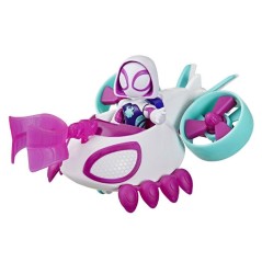 Véhicule Hélico de Ghost-Spider avec figurine de 7,5 cm et accessoire, jouets pour enfants, des 3 ans, Spidey et ses Amis Ex