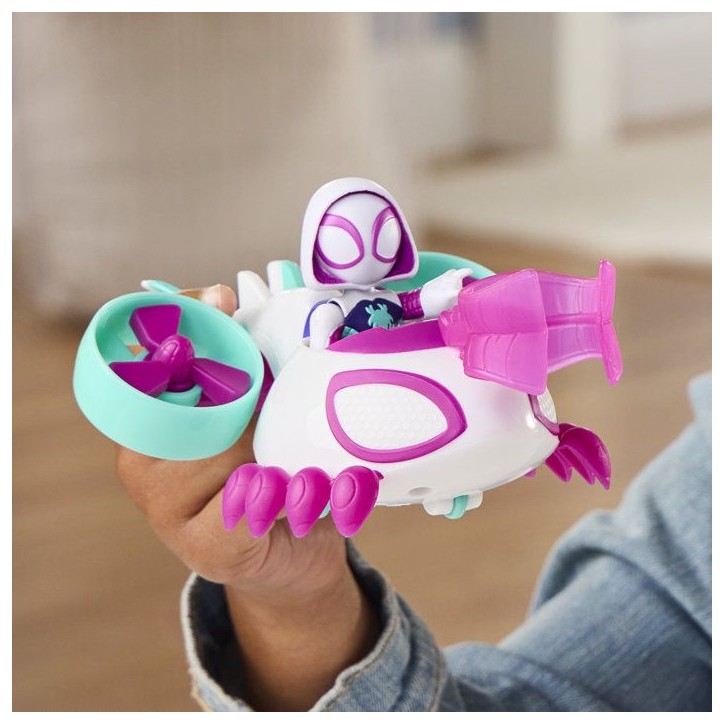 Véhicule Hélico de Ghost-Spider avec figurine de 7,5 cm et accessoire, jouets pour enfants, des 3 ans, Spidey et ses Amis Ex Véhicule Hélico de Ghost-Spider avec figurine de 7,5 cm et accessoire, jouets pour enfants, des 3 ans, Spidey et ses Amis Ex