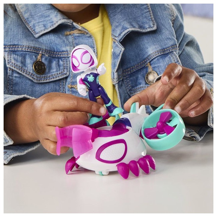 Véhicule Hélico de Ghost-Spider avec figurine de 7,5 cm et accessoire, jouets pour enfants, des 3 ans, Spidey et ses Amis Ex Véhicule Hélico de Ghost-Spider avec figurine de 7,5 cm et accessoire, jouets pour enfants, des 3 ans, Spidey et ses Amis Ex