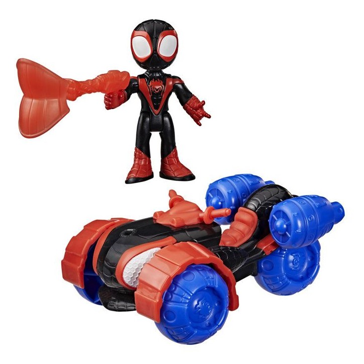 Spidey Véhicule Techno-Quad et figurine Miles « Spin » Morales de 7,5 cm et accessoire, des 3 ans, Marvel Spidey et ses A Spidey Véhicule Techno-Quad et figurine Miles « Spin » Morales de 7,5 cm et accessoire, des 3 ans, Marvel Spidey et ses A