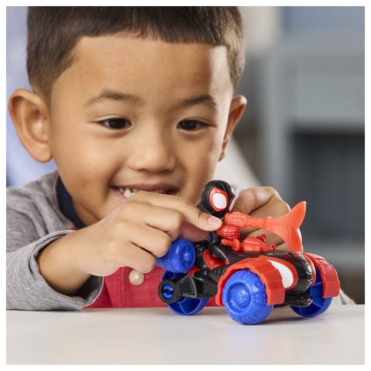 Spidey Véhicule Techno-Quad et figurine Miles « Spin » Morales de 7,5 cm et accessoire, des 3 ans, Marvel Spidey et ses A Spidey Véhicule Techno-Quad et figurine Miles « Spin » Morales de 7,5 cm et accessoire, des 3 ans, Marvel Spidey et ses A