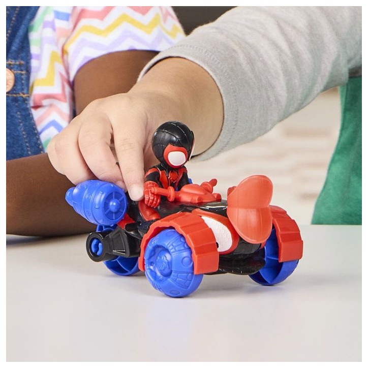 Spidey Véhicule Techno-Quad et figurine Miles « Spin » Morales de 7,5 cm et accessoire, des 3 ans, Marvel Spidey et ses A Spidey Véhicule Techno-Quad et figurine Miles « Spin » Morales de 7,5 cm et accessoire, des 3 ans, Marvel Spidey et ses A