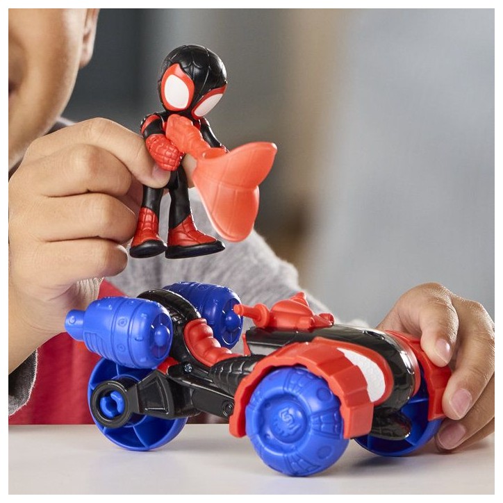 Spidey Véhicule Techno-Quad et figurine Miles « Spin » Morales de 7,5 cm et accessoire, des 3 ans, Marvel Spidey et ses A Spidey Véhicule Techno-Quad et figurine Miles « Spin » Morales de 7,5 cm et accessoire, des 3 ans, Marvel Spidey et ses A