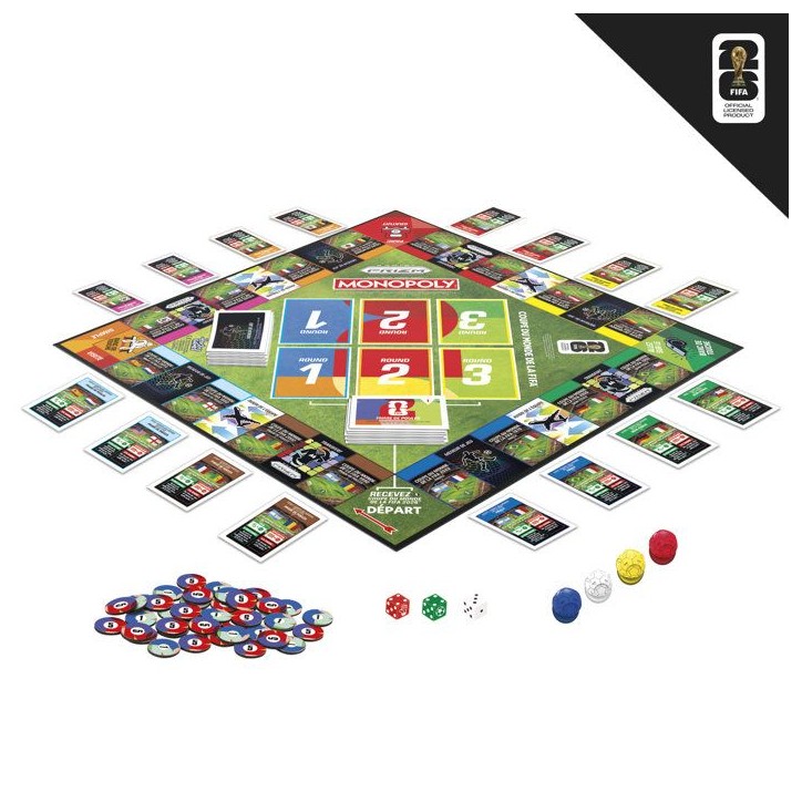 Monopoly Coupe du monde FIFA 2026, jeu de société de football avec booster cartes Panini Prizm FIFA World Cup 2026, des 8 ans Monopoly Coupe du monde FIFA 2026, jeu de société de football avec booster cartes Panini Prizm FIFA World Cup 2026, des 8 ans