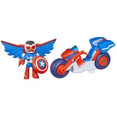 Figurine Captain America : Sam Wilson de 7,5 cm et véhicule Super Mot