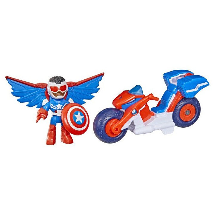 Figurine Captain America : Sam Wilson de 7,5 cm et véhicule Super Moto, Jouets de Super-héros, des 3 ans, Iron Man et Ses Amis Figurine Captain America : Sam Wilson de 7,5 cm et véhicule Super Moto, Jouets de Super-héros, des 3 ans, Iron Man et Ses Amis