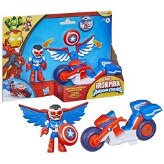Figurine Captain America : Sam Wilson de 7,5 cm et véhicule Super Mot