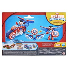 Figurine Captain America : Sam Wilson de 7,5 cm et véhicule Super Mot