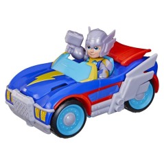 Figurine Thor de 7,5 cm et véhicule Foudremobile, Jouets de Super-héros, des 3 ans, Iron Man et Ses Amis Extraordinaires Marve