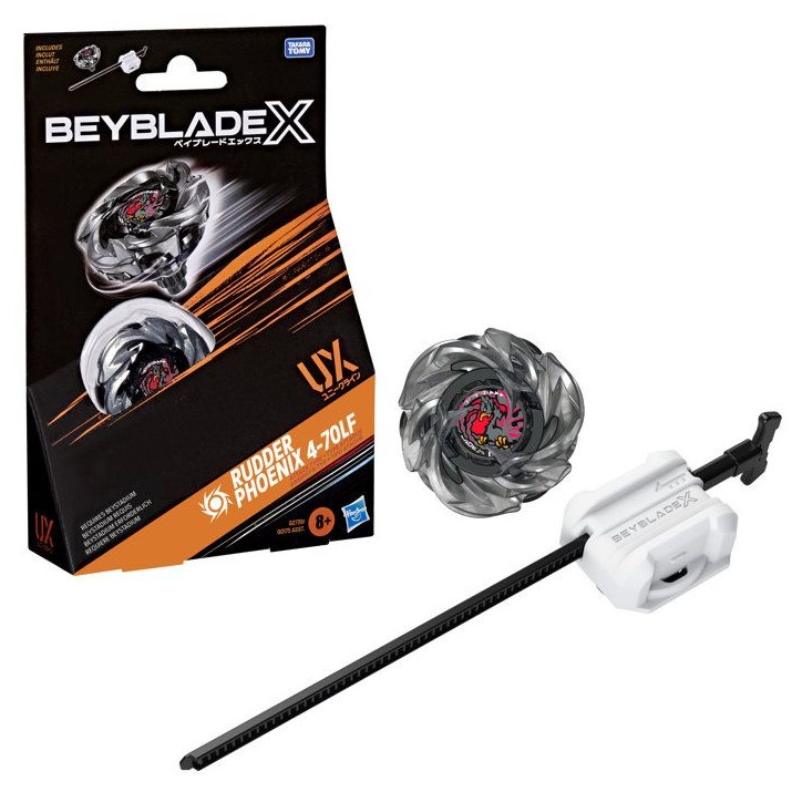 Beyblade X Starter Pack Rudder Phoenix 4-70LF UX, toupie Takara Tomy de type attaque avec lanceur, toupies de compétition, des Beyblade X Starter Pack Rudder Phoenix 4-70LF UX, toupie Takara Tomy de type attaque avec lanceur, toupies de compétition, des