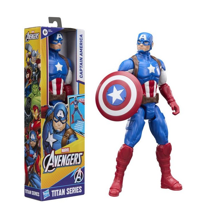 Figurine Captain America 30 cm, Titan Series, 11 points d'articulation, jouets de super-héros pour enfants, Marvel, des 4 ans Figurine Captain America 30 cm, Titan Series, 11 points d'articulation, jouets de super-héros pour enfants, Marvel, des 4 ans