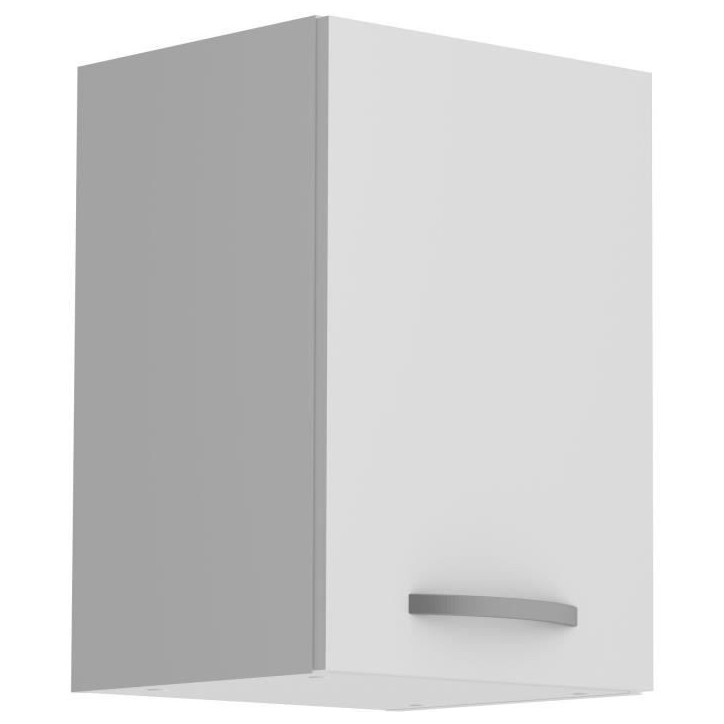 Meuble haut de cuisine OSLO - Blanc mat - 1 porte + tablette - L 40 x P 36 x H 58 cm Meuble haut de cuisine OSLO - Blanc mat - 1 porte + tablette - L 40 x P 36 x H 58 cm