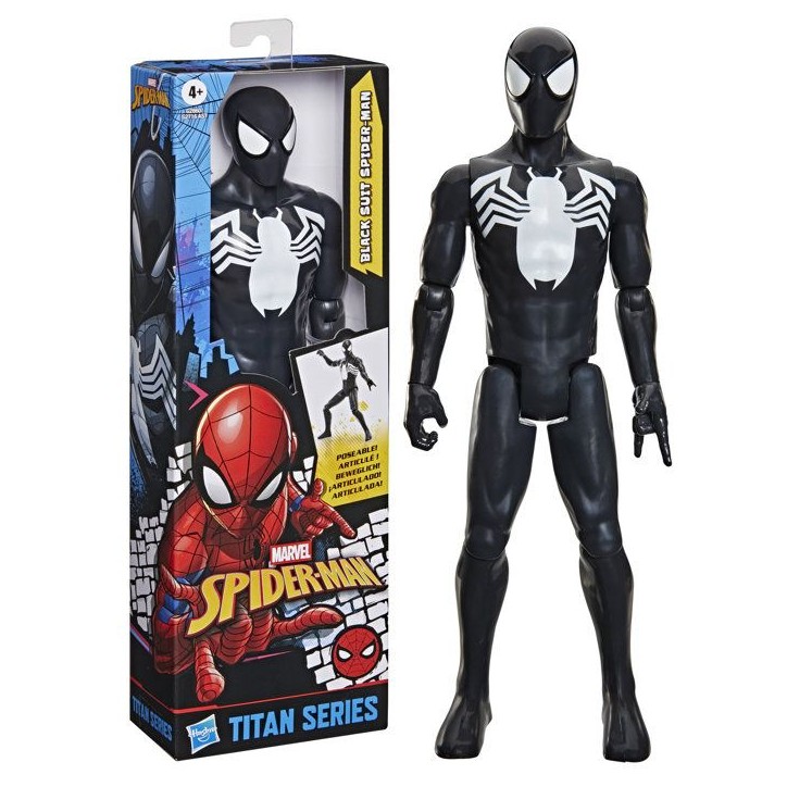 Figurine Spider-Man en costume noir 30 cm deluxe, Titan Series, jouets de super-héros pour enfants, Marvel Spider-Man, des 4 Figurine Spider-Man en costume noir 30 cm deluxe, Titan Series, jouets de super-héros pour enfants, Marvel Spider-Man, des 4