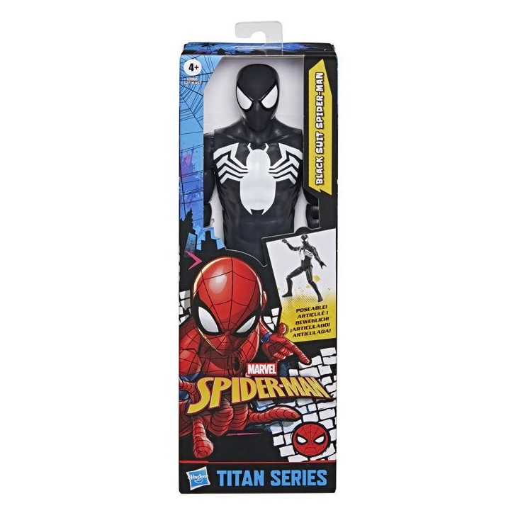 Figurine Spider-Man en costume noir 30 cm deluxe, Titan Series, jouets de super-héros pour enfants, Marvel Spider-Man, des 4 Figurine Spider-Man en costume noir 30 cm deluxe, Titan Series, jouets de super-héros pour enfants, Marvel Spider-Man, des 4