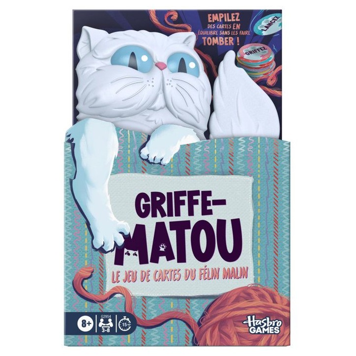 Griffe-Matou, Le jeu de cartes du félin malin, Jeu pour la famille des 8 Ans, 3 a 6 joueurs, Durée 15 min, Hasbro Gaming Griffe-Matou, Le jeu de cartes du félin malin, Jeu pour la famille des 8 Ans, 3 a 6 joueurs, Durée 15 min, Hasbro Gaming