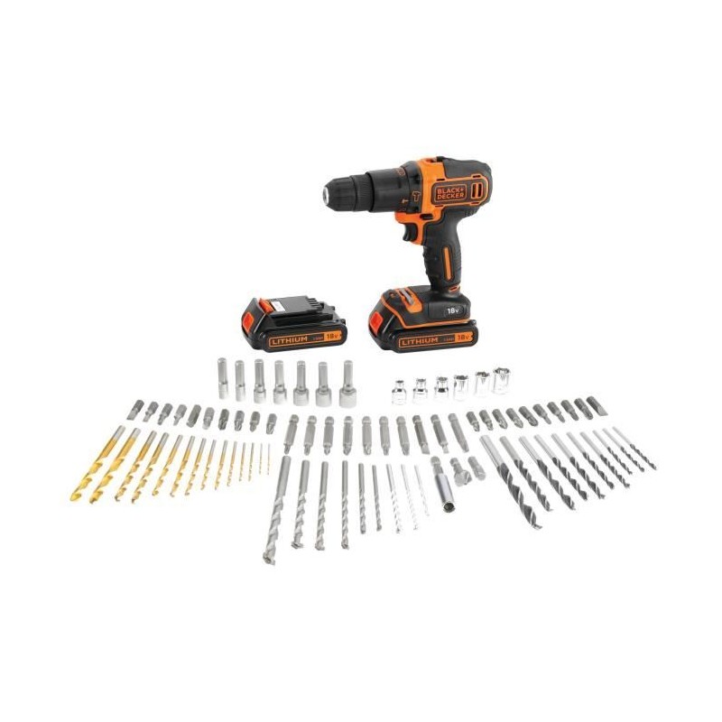 Kit perceuse a percussion sans fil - 18V - BLACK+DECKER - BDC718AS2F-Q