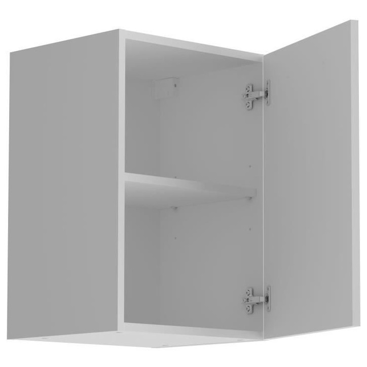 Meuble haut de cuisine OSLO - Blanc mat - 1 porte + tablette - L 40 x P 36 x H 58 cm Meuble haut de cuisine OSLO - Blanc mat - 1 porte + tablette - L 40 x P 36 x H 58 cm