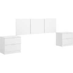 Tete de lit avec chevets intégrés - HAVANA - Blanc - 256,8 x 34,2 x