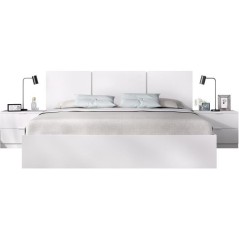Lit adulte avec chevets intégrés HAVANA - 140 x 190 cm - Blanc