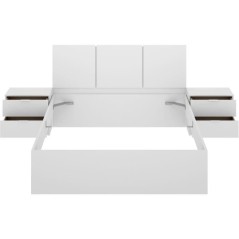 Lit adulte avec chevets intégrés HAVANA - 140 x 190 cm - Blanc