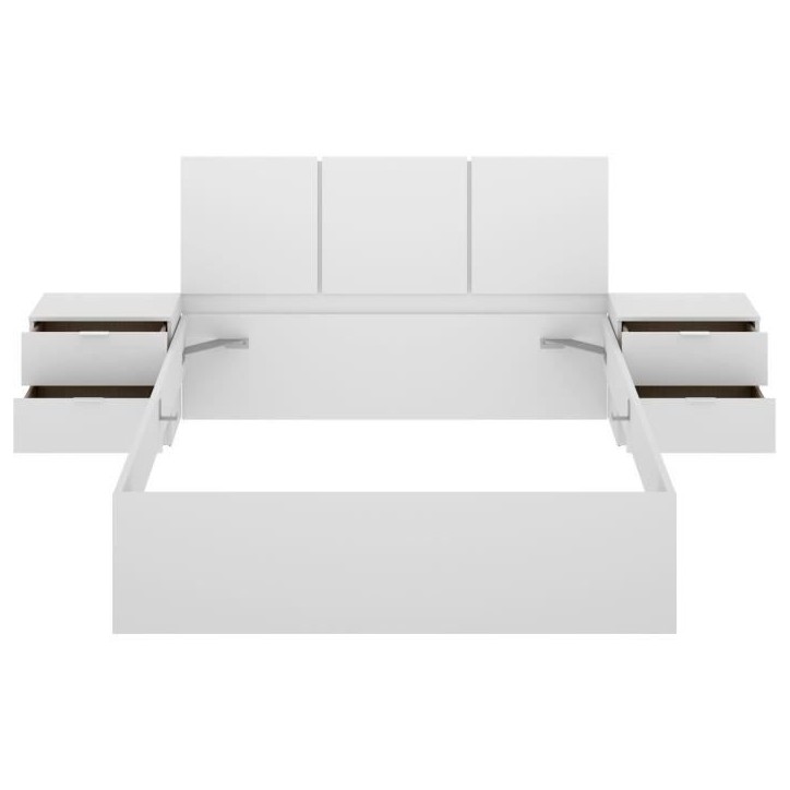 Lit adulte avec chevets intégrés HAVANA - 140 x 190 cm - Blanc Lit adulte avec chevets intégrés HAVANA - 140 x 190 cm - Blanc