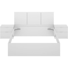 Lit adulte avec chevets intégrés HAVANA - 140 x 190 cm - Blanc