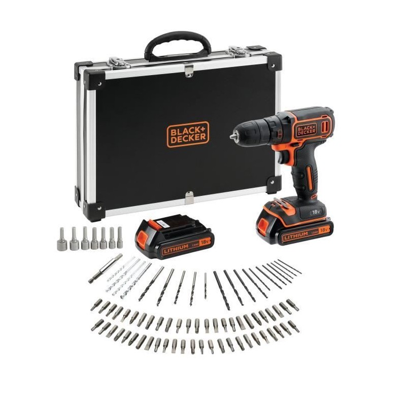 Kit perceuse visseuse sans fil - 18V - BLACK+DECKER - BDCDC18BAFC-QW -