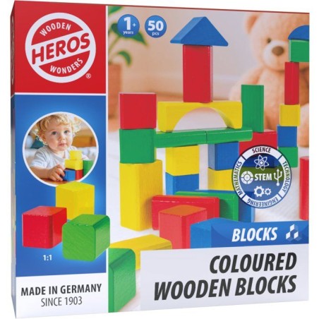 HEROS - Blocs de construction en bois 100 % certifié FSC - 50 pieces