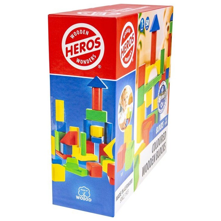 HEROS - Blocs de construction en bois 100 % certifié FSC - 50 pieces - Des 1 ans HEROS - Blocs de construction en bois 100 % certifié FSC - 50 pieces - Des 1 ans