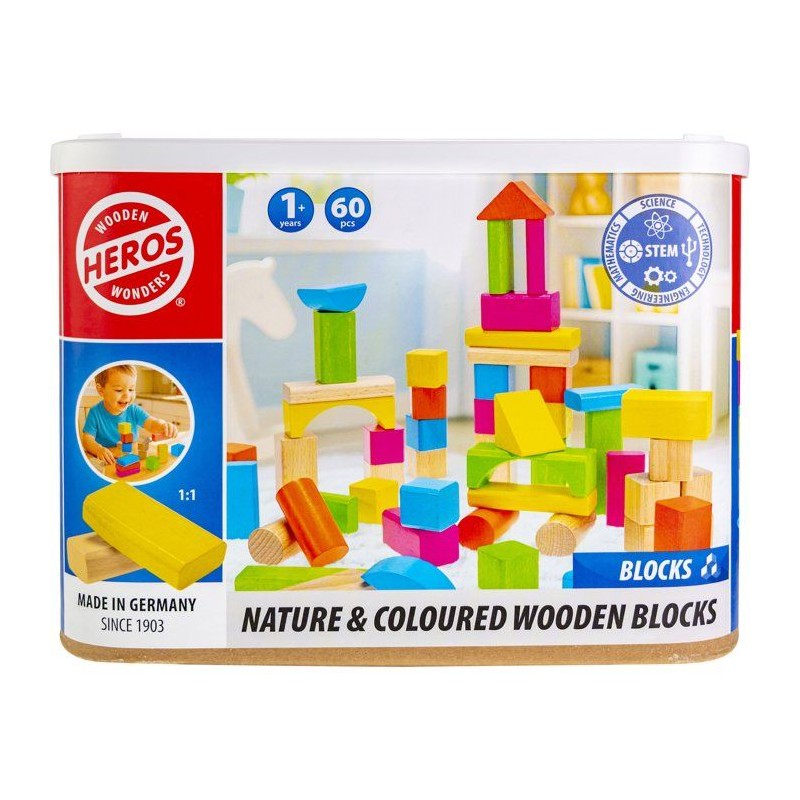 HEROS - Blocs de construction en bois colorés 100 % certifié FSC - 6