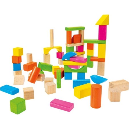 HEROS - Blocs de construction en bois colorés 100 % certifié FSC - 60 pieces - Des 1 ans