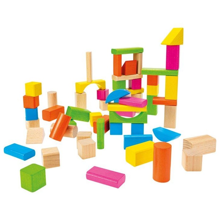 HEROS - Blocs de construction en bois colorés 100 % certifié FSC - 60 pieces - Des 1 ans HEROS - Blocs de construction en bois colorés 100 % certifié FSC - 60 pieces - Des 1 ans