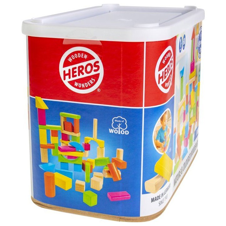 HEROS - Blocs de construction en bois colorés 100 % certifié FSC - 60 pieces - Des 1 ans HEROS - Blocs de construction en bois colorés 100 % certifié FSC - 60 pieces - Des 1 ans