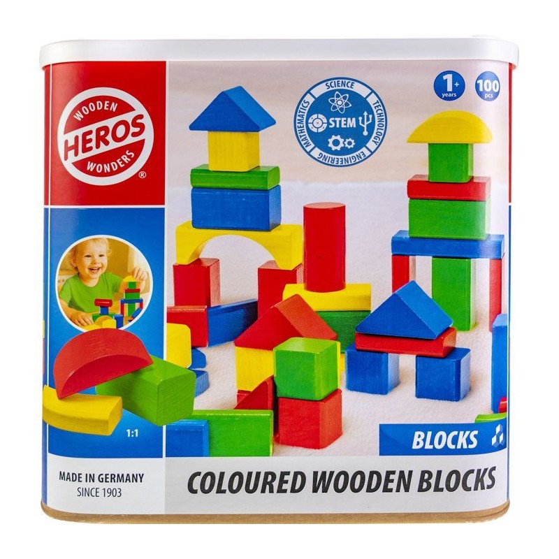 HEROS - Blocs de construction en bois 100 % certifié FSC - 100 pieces