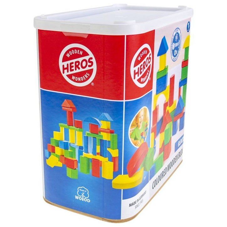 HEROS - Blocs de construction en bois 100 % certifié FSC - 100 pieces - Des 1 ans HEROS - Blocs de construction en bois 100 % certifié FSC - 100 pieces - Des 1 ans